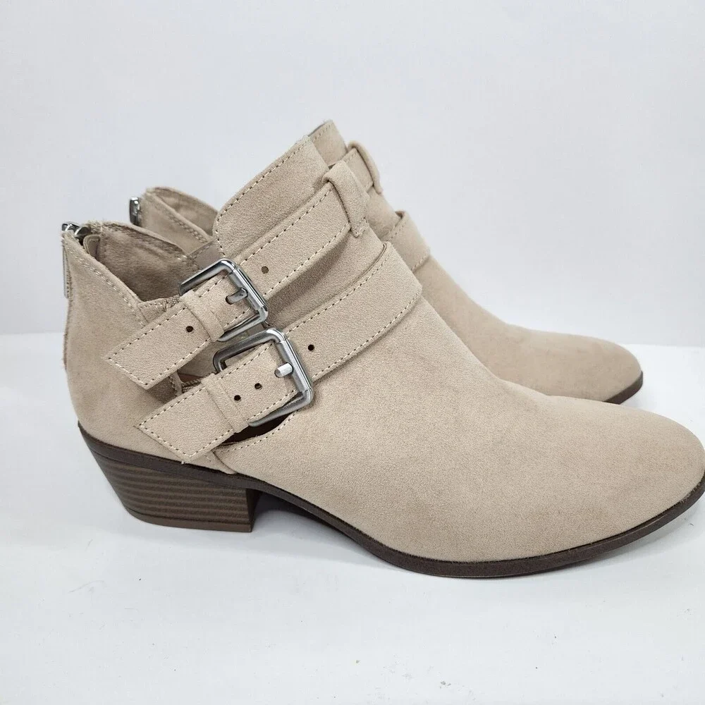 Francesca's Portia Buckle Faux Suede Ankle Booties size 7 Fall Boho - Picture 2 of 8
